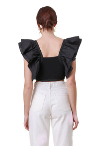 Line And Dot - Ruffle Sleeve Mara Crop Top