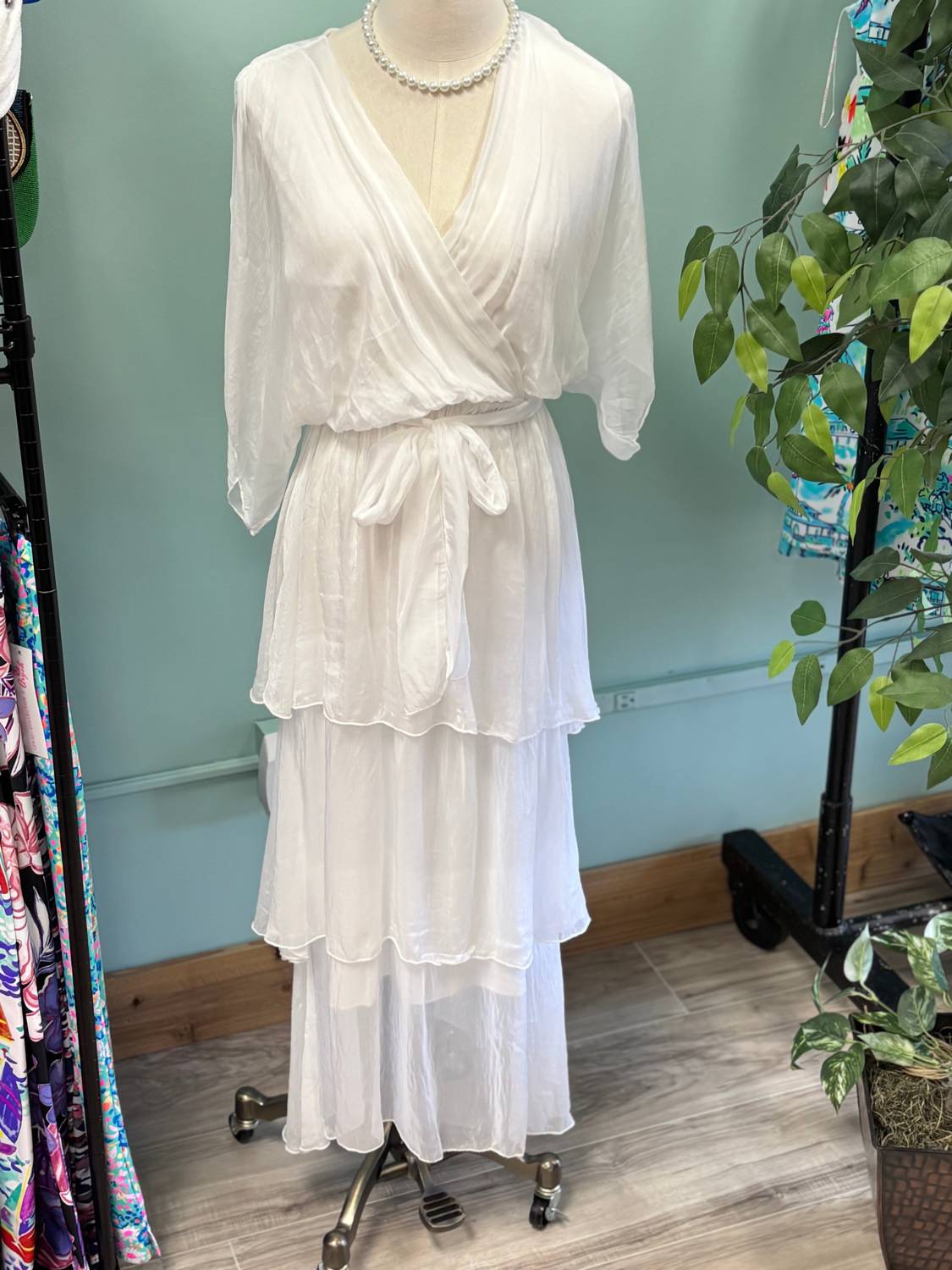 Scandal Italy Women's Nicki Tiered Maxi Dress in white - women's dress