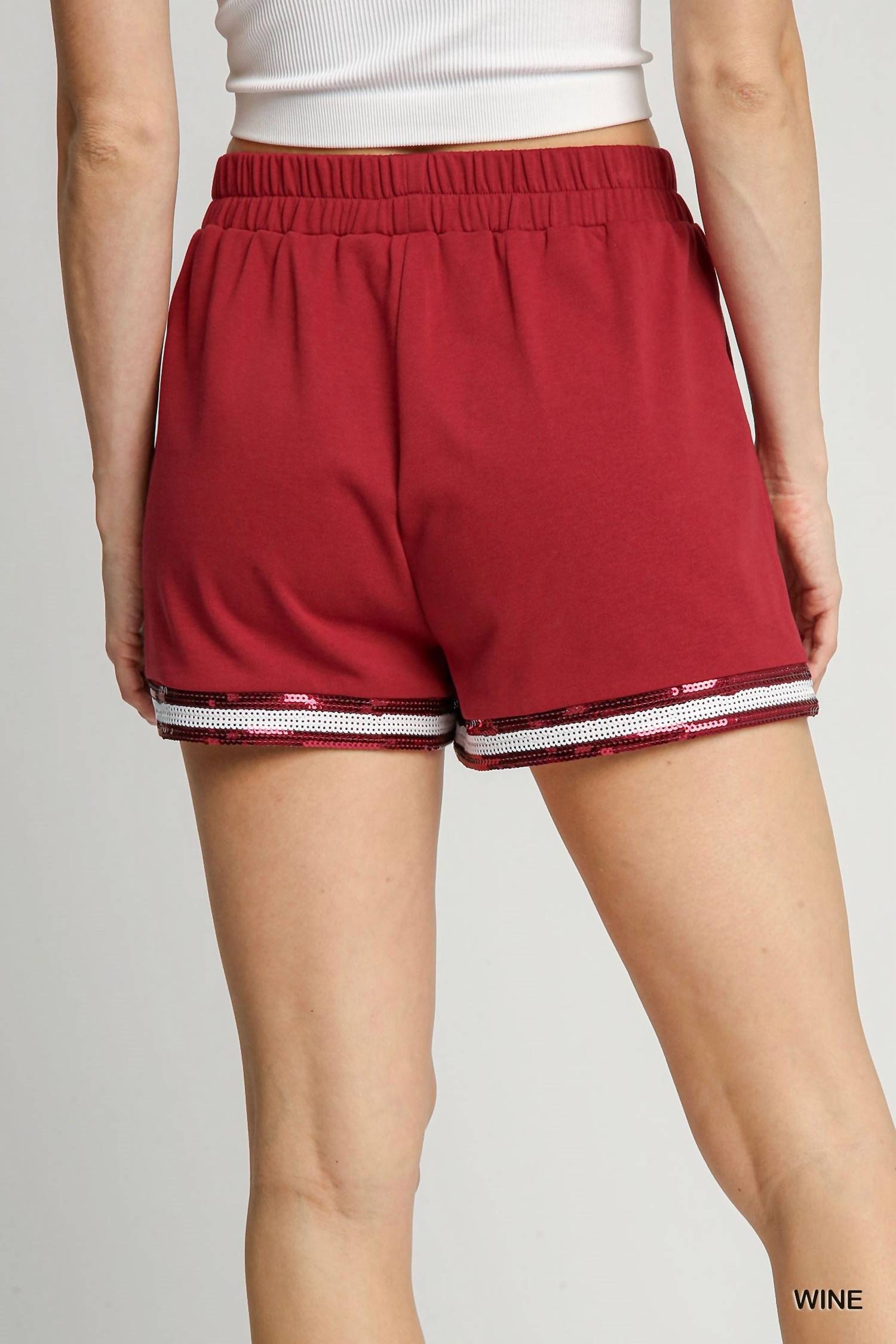 Umgee - French Terry Game Day Shorts with Sequin Detail