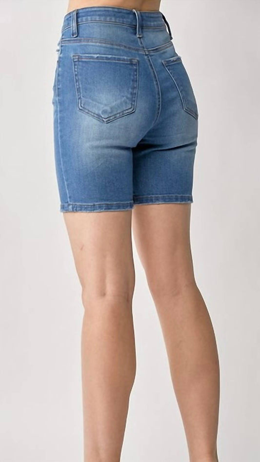 Risen - High Rise Button Fly Mid-thigh Shorts