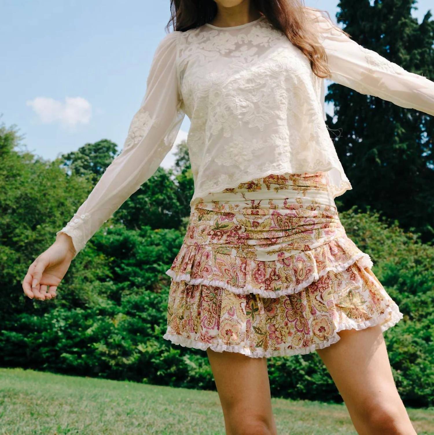 LOVE THE LABEL Skylar Mini Skirt in kentish floral print - women's skirt - alternate view