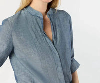 Ann Mashburn Alden Button Front Shirt in indigo cotolino chambray 1 - women's shirt - view 4
