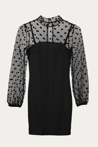 POLKA DOT MESH SLEEVE MINI DRESS