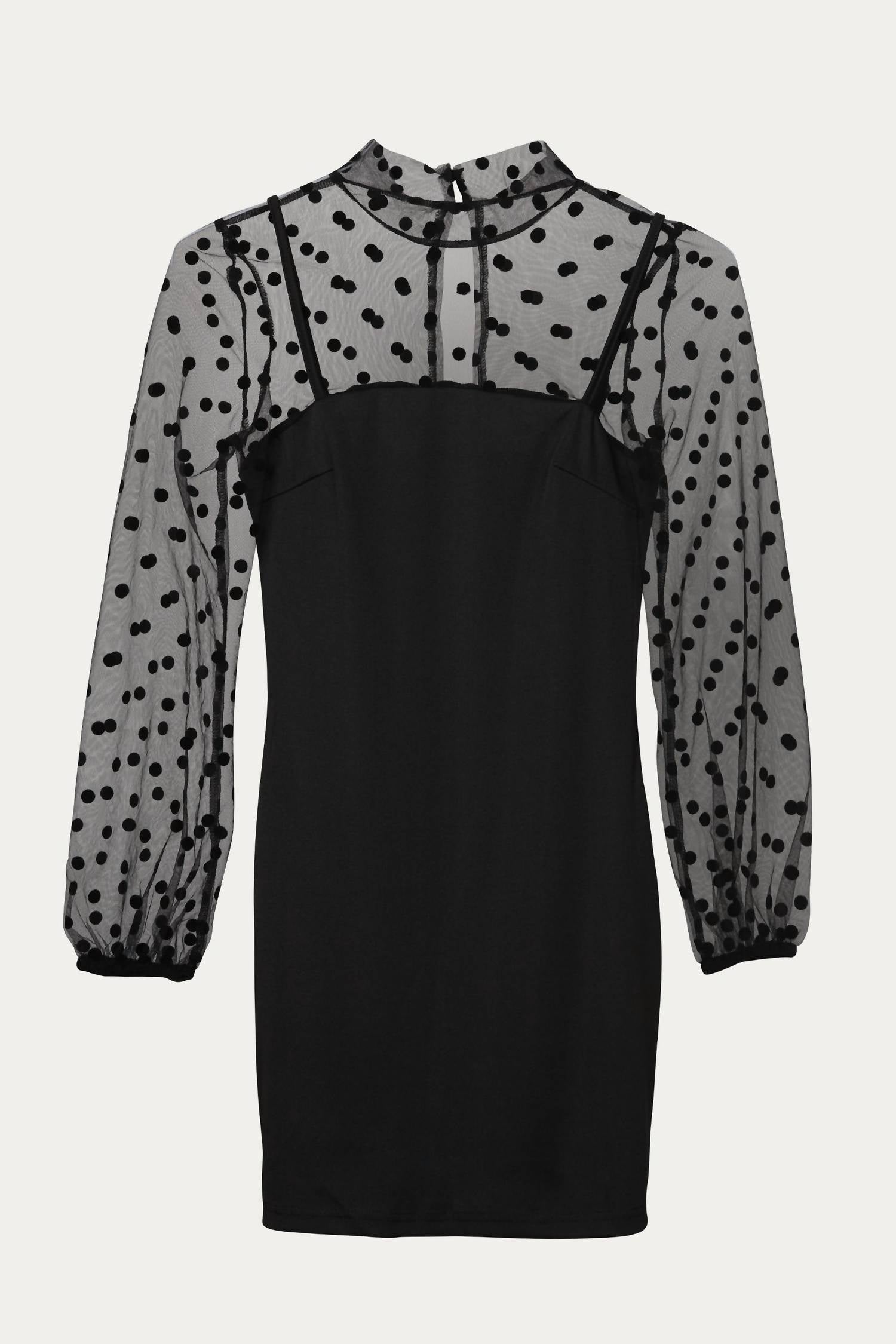 POLKA DOT MESH SLEEVE MINI DRESS