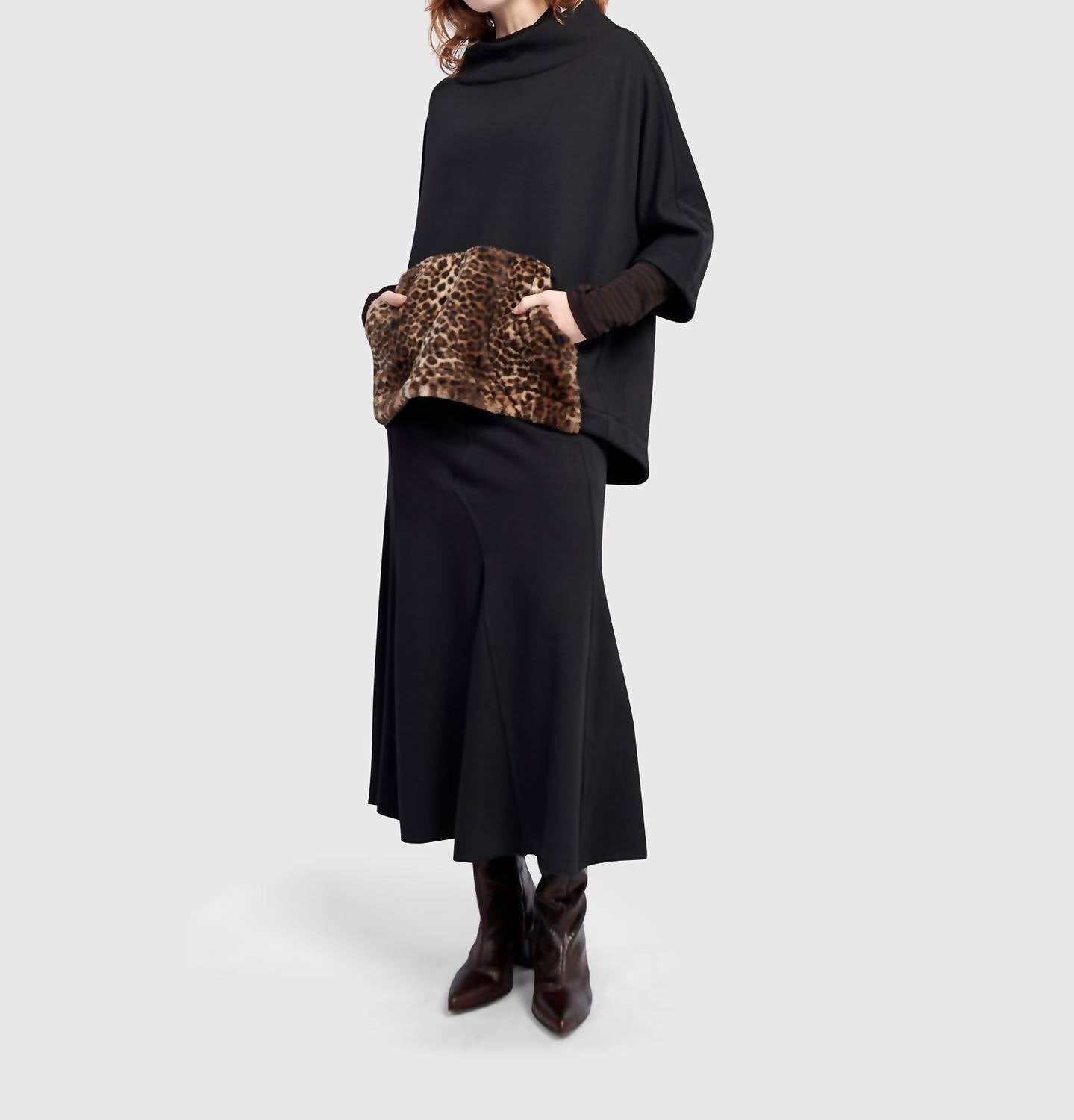 ALEMBIKA Urban Muff Pullover Top in black - women's top - view 5