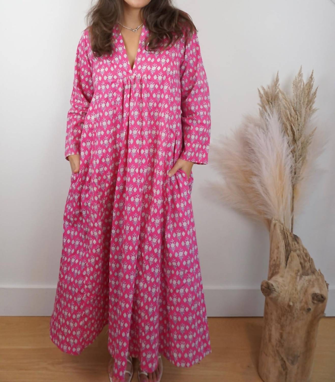 NIBI Daphne Maxi Dress in hot pink - women's dress