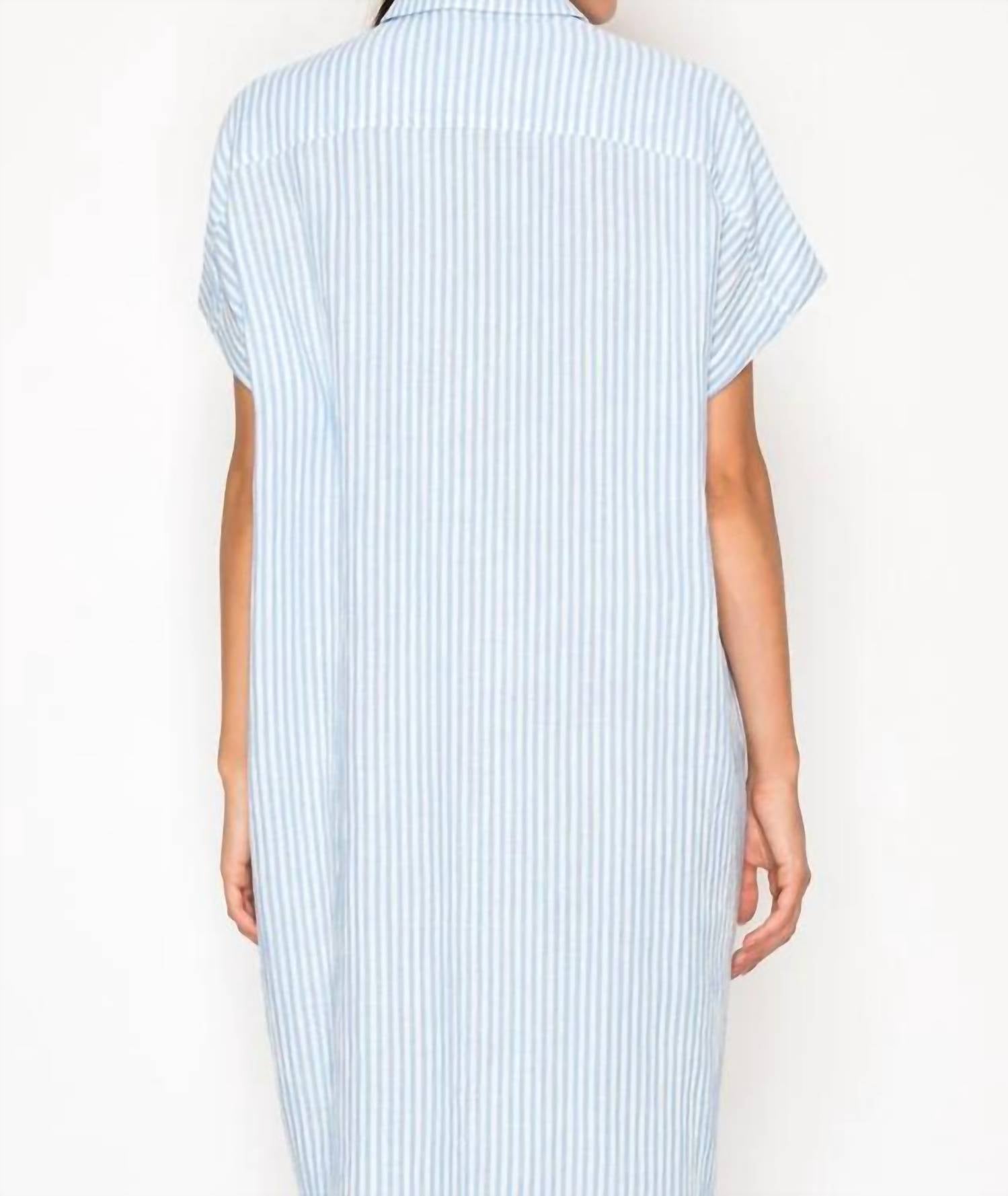 Meet Me In Santorini - Gauze Stripe Shirtdress