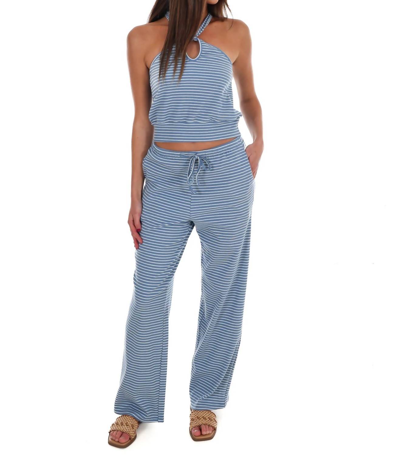 Bailey Rose - Women's All That And More Stripe Halter Top