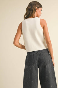 Miou Muse - Metal Button Down Detail Vest