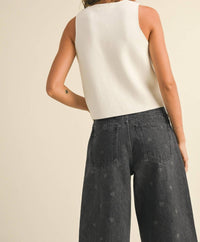 Miou Muse - Metal Button Down Detail Vest