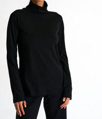 SHAN Classic Turtleneck Top in caviar 1 - women's long sleeve top