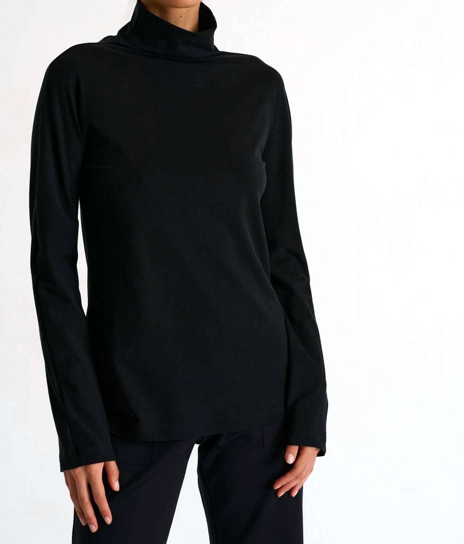 SHAN Classic Turtleneck Top in caviar 1 - women's long sleeve top