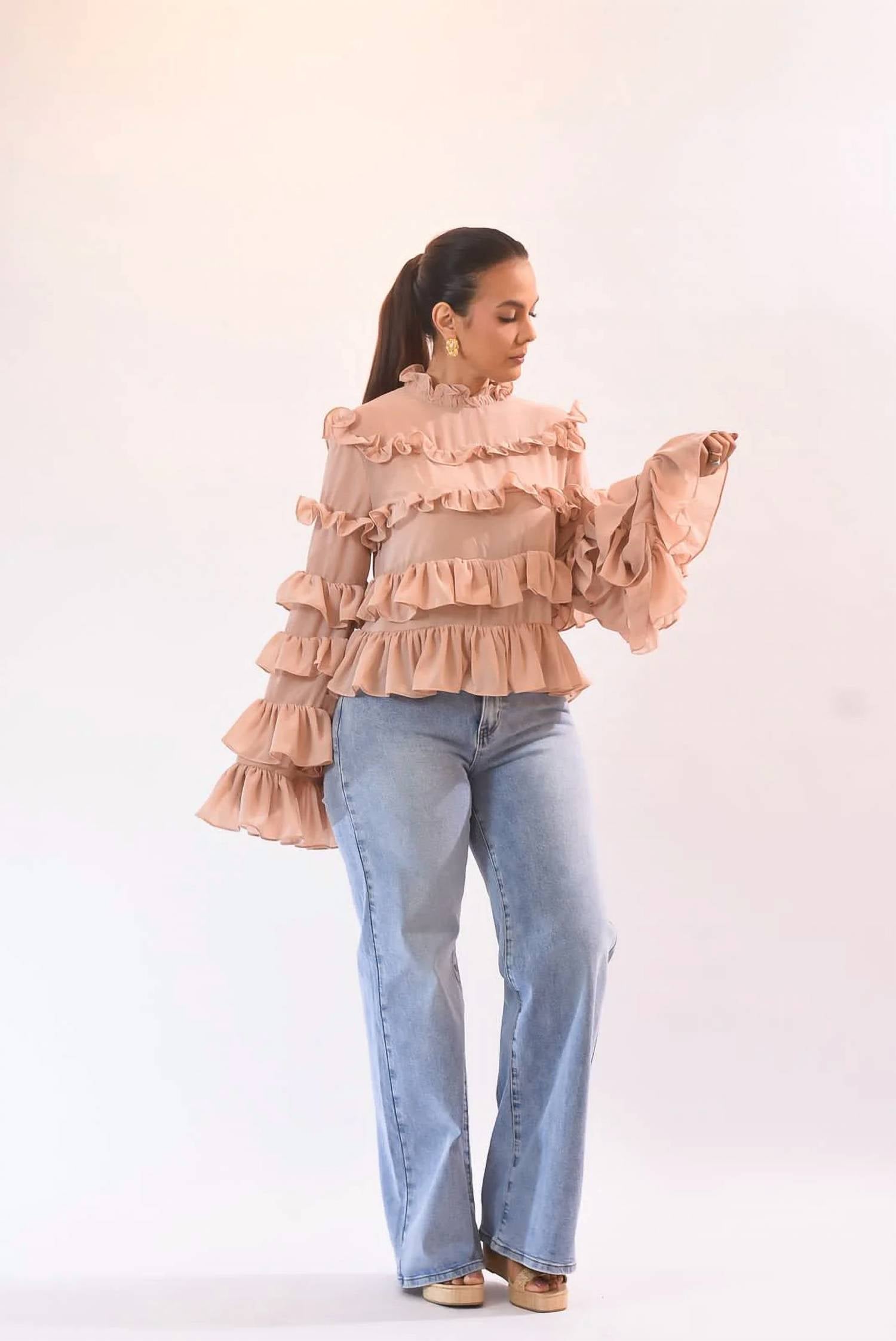 Beulahstyle - Sheer Ruffle Blouse