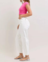 Judy Blue Rigid High Rise Barrel Jeans in white - women's jeans - view 6