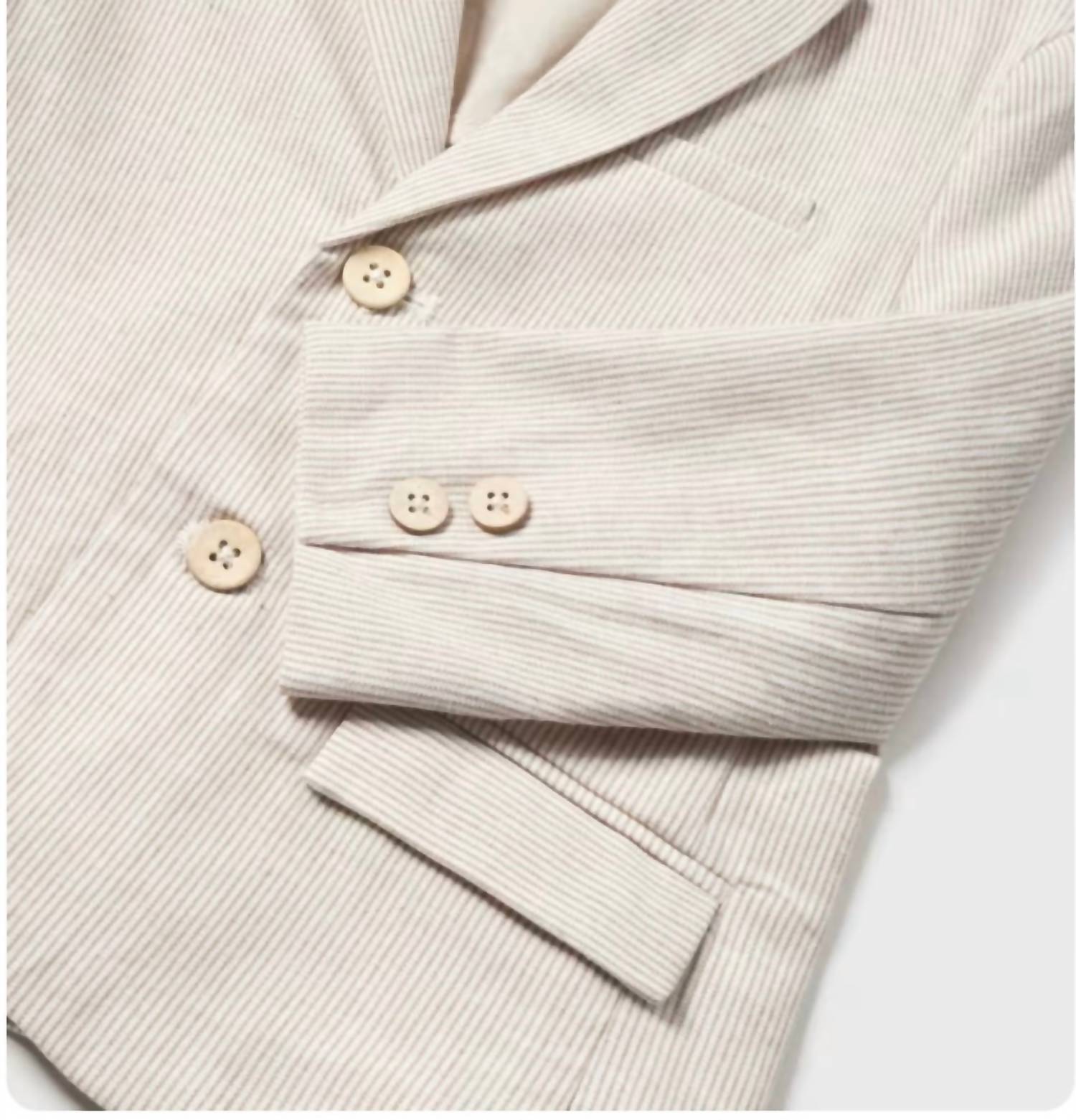 Mayoral Boys Linen Blazer in cream - kids' jacket - alternate view