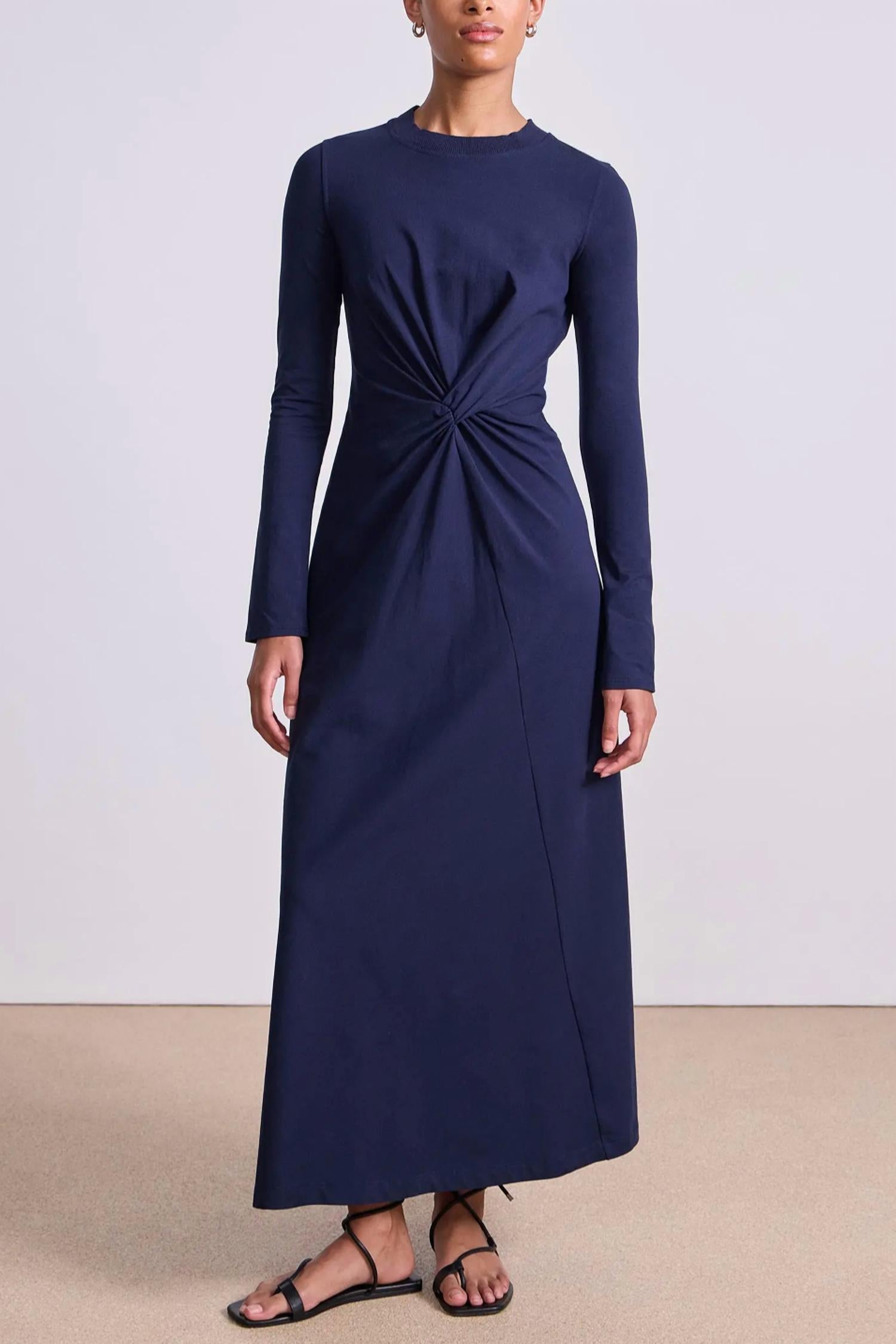 APIECE APART Long Sleeve Volta Dress in navy - women's dress
