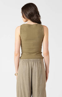 Dex Clothing Square Neck Knit Tank Top in olive - women's tank top - detail view