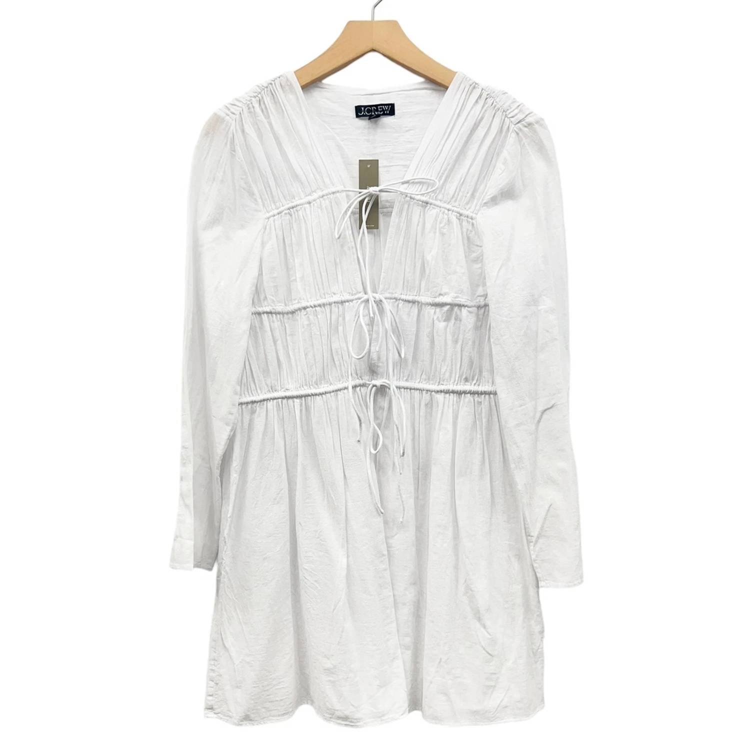 J.Crew - Tiered Tie-front Dress In Beach Cotton