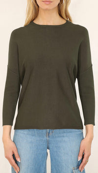 Metric Knits Crew Neck Pullover in olive - women's sweater
