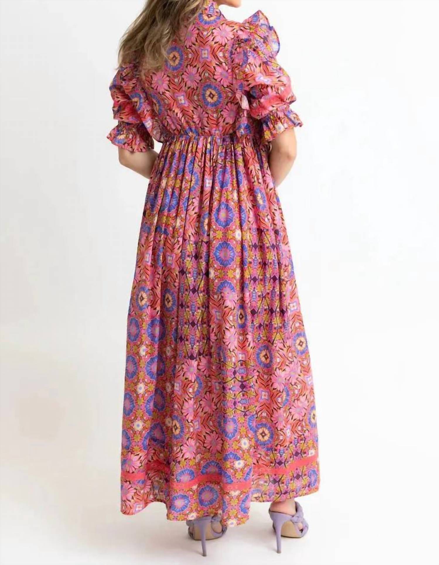 Karlie - Isla Kaleidoscope Puff Sleeve Maxi Dress