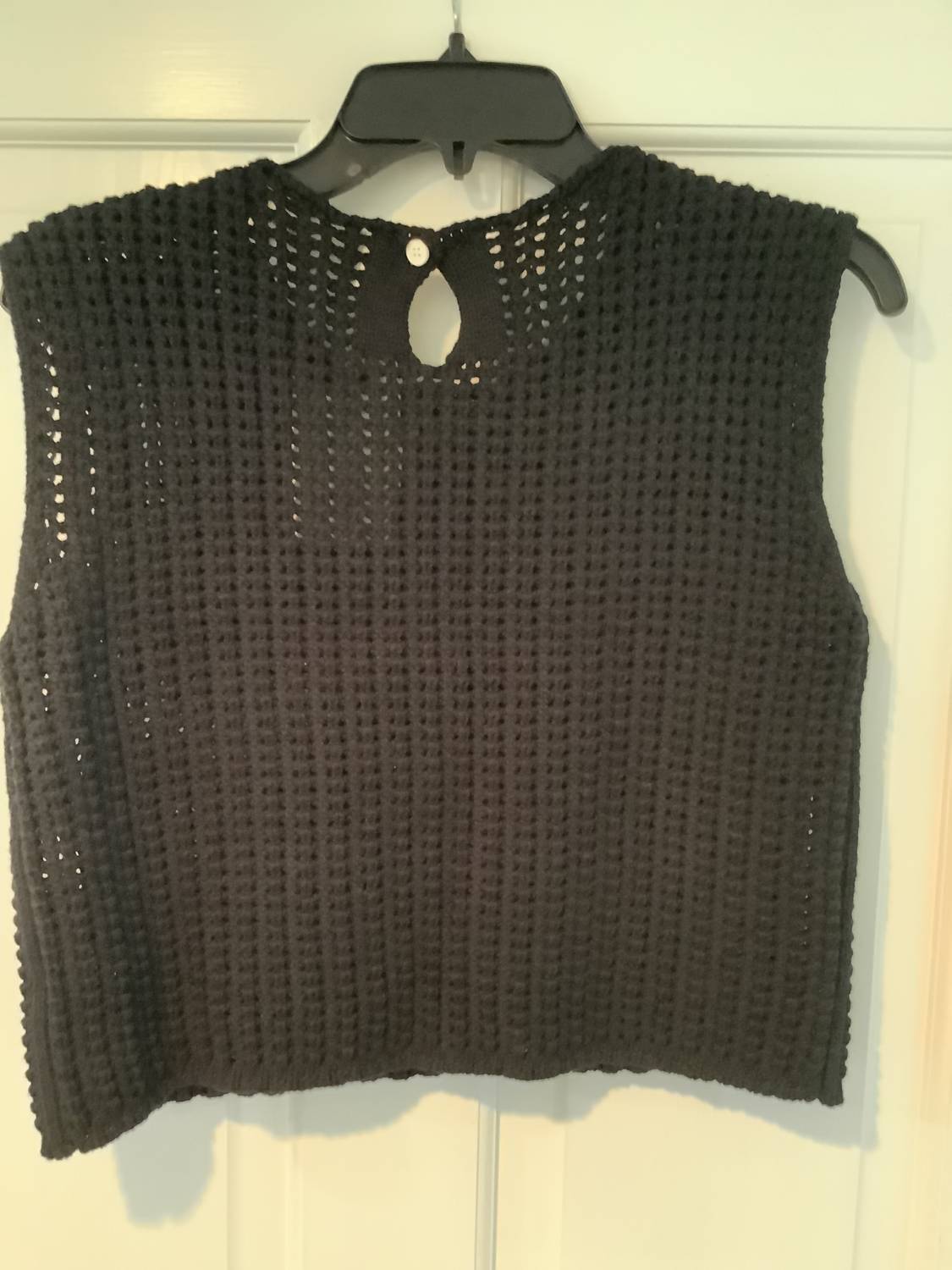 Elle Grey - Women's Sleeveless crochet knit top with crew neckline