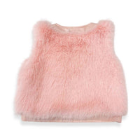 Doe A Dear - Girl's Leather Trimmed Faux Fur Vest