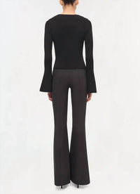 SIMKHAI Evren Wool Long Sleeve Top in black - women's blouse - detail view