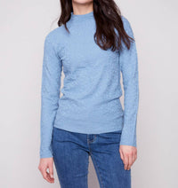 CHARLIE B Mock Neck Textured Sweater in oxford - women's sweater