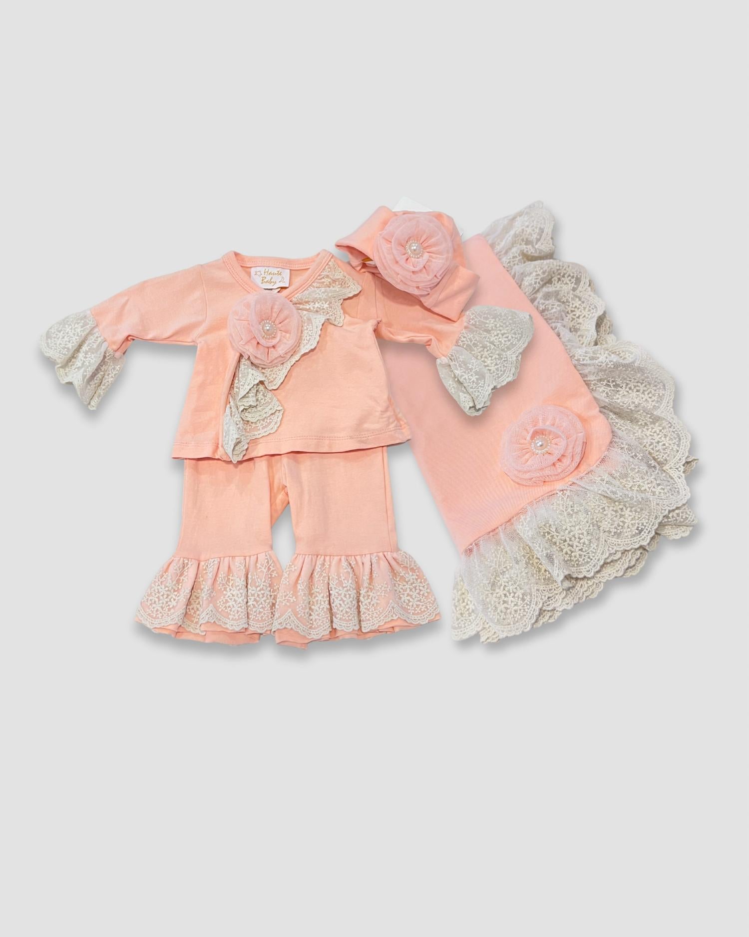 Haute Baby - Baby Blanket With Lace Trim