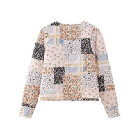 Rosa Clothing - Women's Floral Color Blocks Quilted Jacket