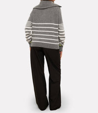 Brodie Cashmere - Sabrina Stripe Zip Polo