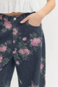 Entro - Margaux Floral Print Denim Pants