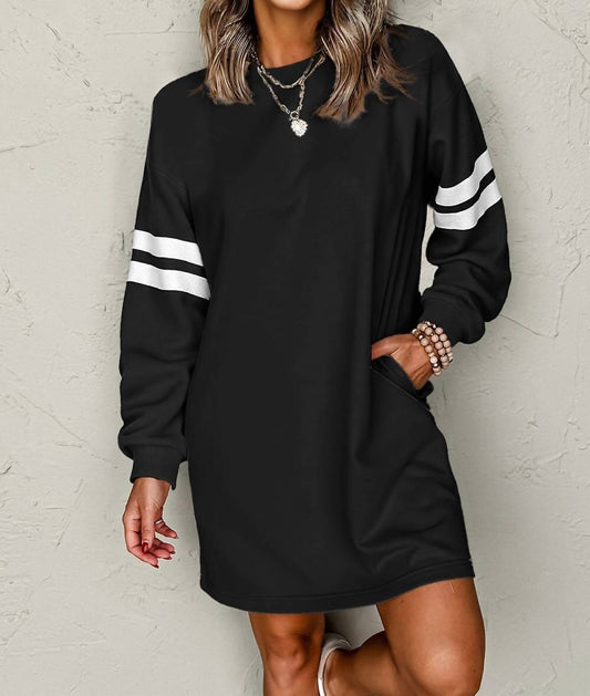 Dear Lover - Contrast Banded Sleeve Sweatshirt Dress