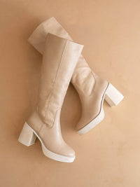 OASIS SOCIETY Women's Juniper Platform Knee-high Boots in beige - women's shoe - alternate view