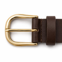 Streets Ahead - 1.5" Brown Leather Gold Buckle Belt