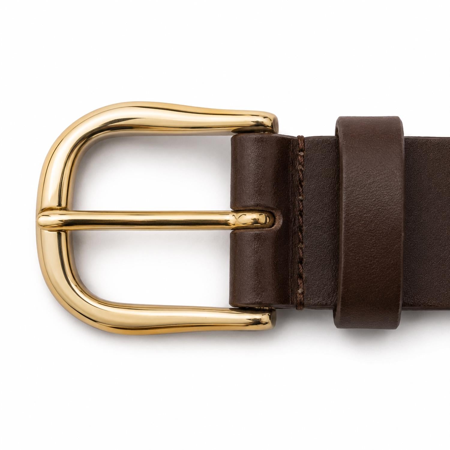 Streets Ahead - 1.5" Brown Leather Gold Buckle Belt