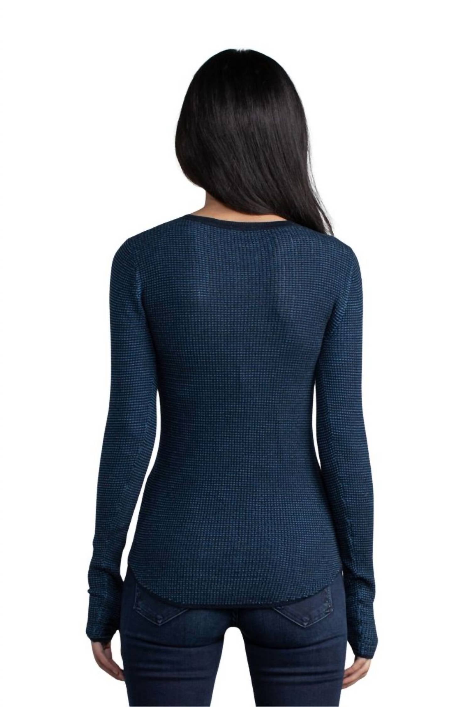 Margaret O'Leary - Shirttail Waffle Crew Long Sleeve Top