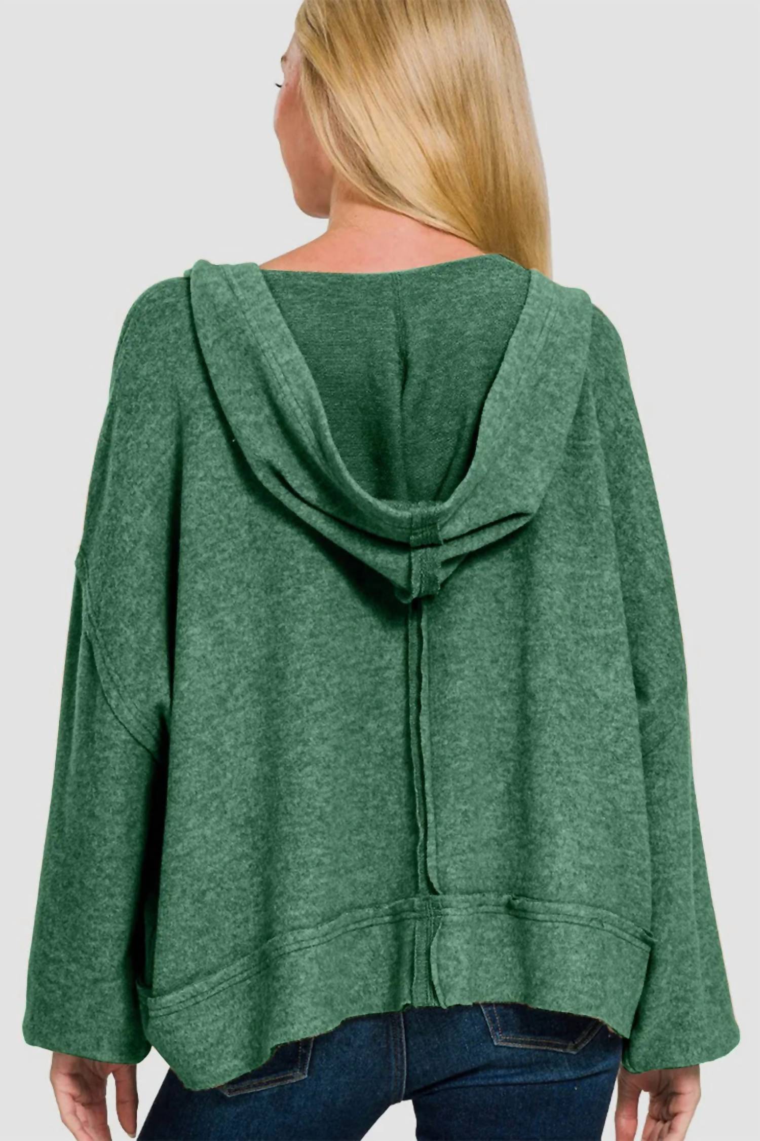 Zenana - Brushed Hacci Exposed Seam Hoodie