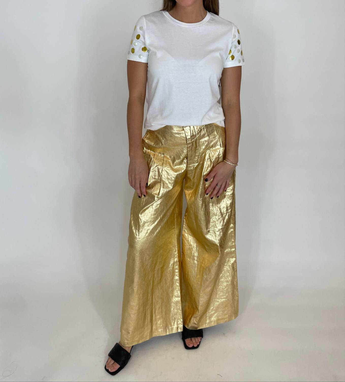 Lanhtropy - Foiled Linen Culotte Pants