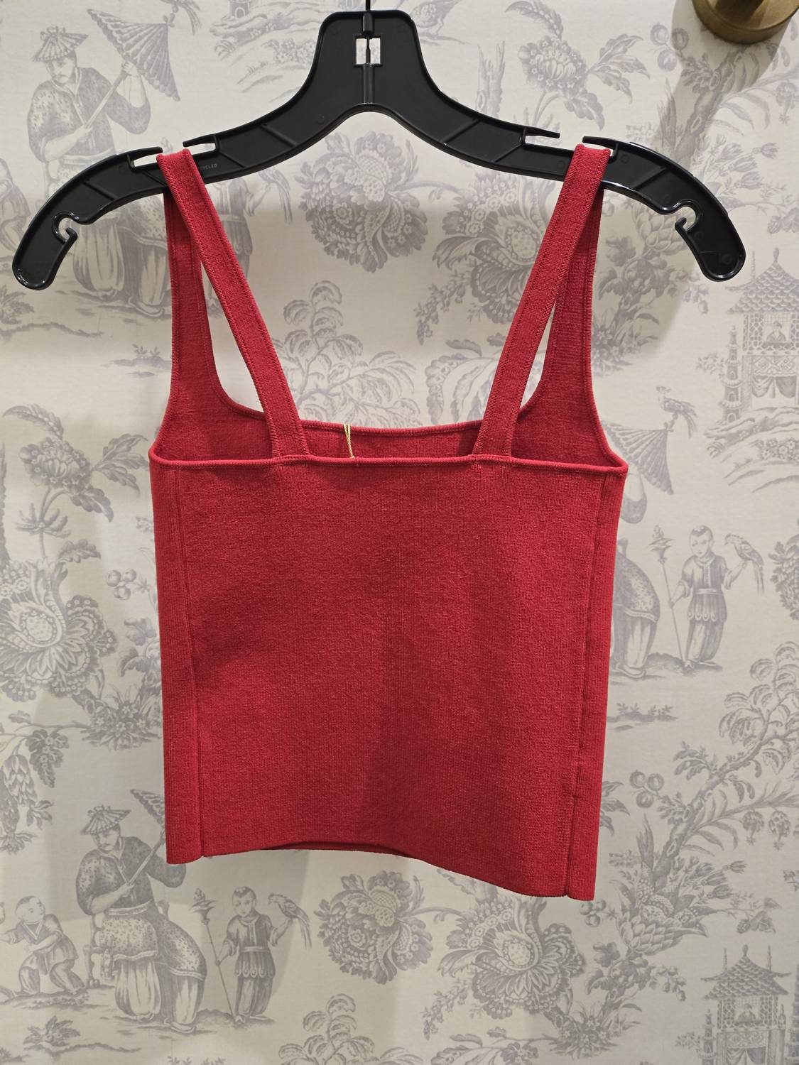Scanlan Theodore Women's Crepe Knit Square Camisole in red - women's shirt - detail view