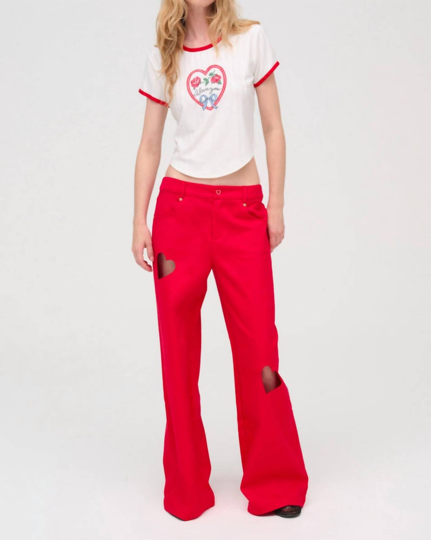 for Love & Lemons I Love You Tee in red - women's t-shirt