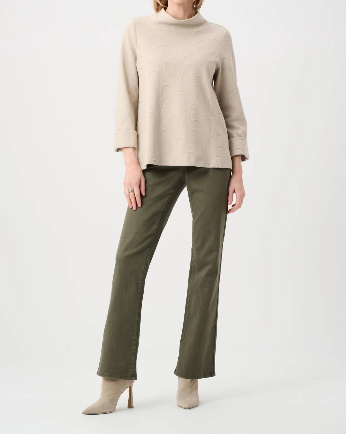 Joseph Ribkoff - Jacquard Sweater Funnel Collar Trapeze Top