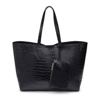 MiMi Wholesale Women's Tiffany Croc Tote Bag in black - women's bag