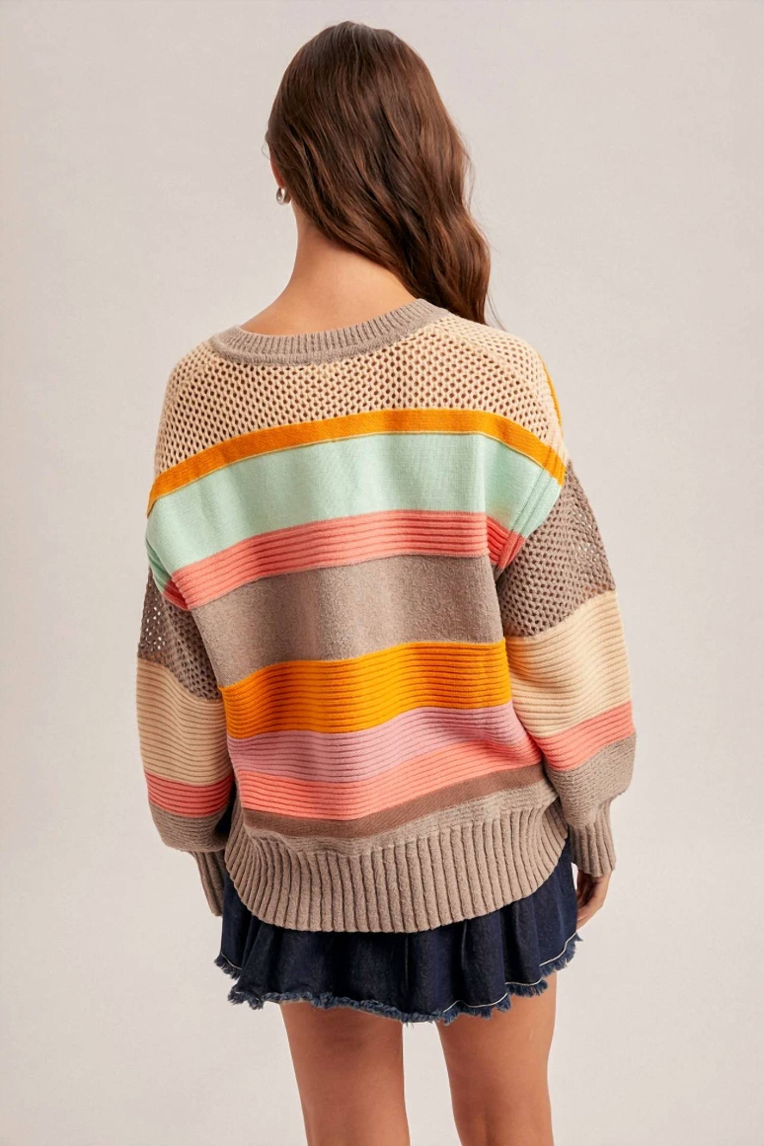 Hem & Thread - Colorblock Relaxed Crewneck Sweater