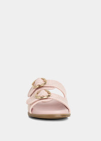 SHU SHOP Girl's Lori Mini Woven Sandals in pink - kids' sandal - detail view