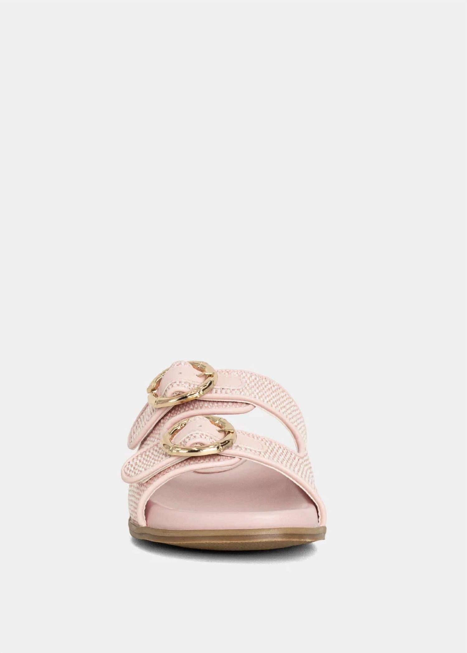 SHU SHOP Girl's Lori Mini Woven Sandals in pink - kids' sandal - detail view