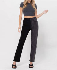 CELLO Tonya Two Tone High Rise Jeans in dark wash black - women's jeans