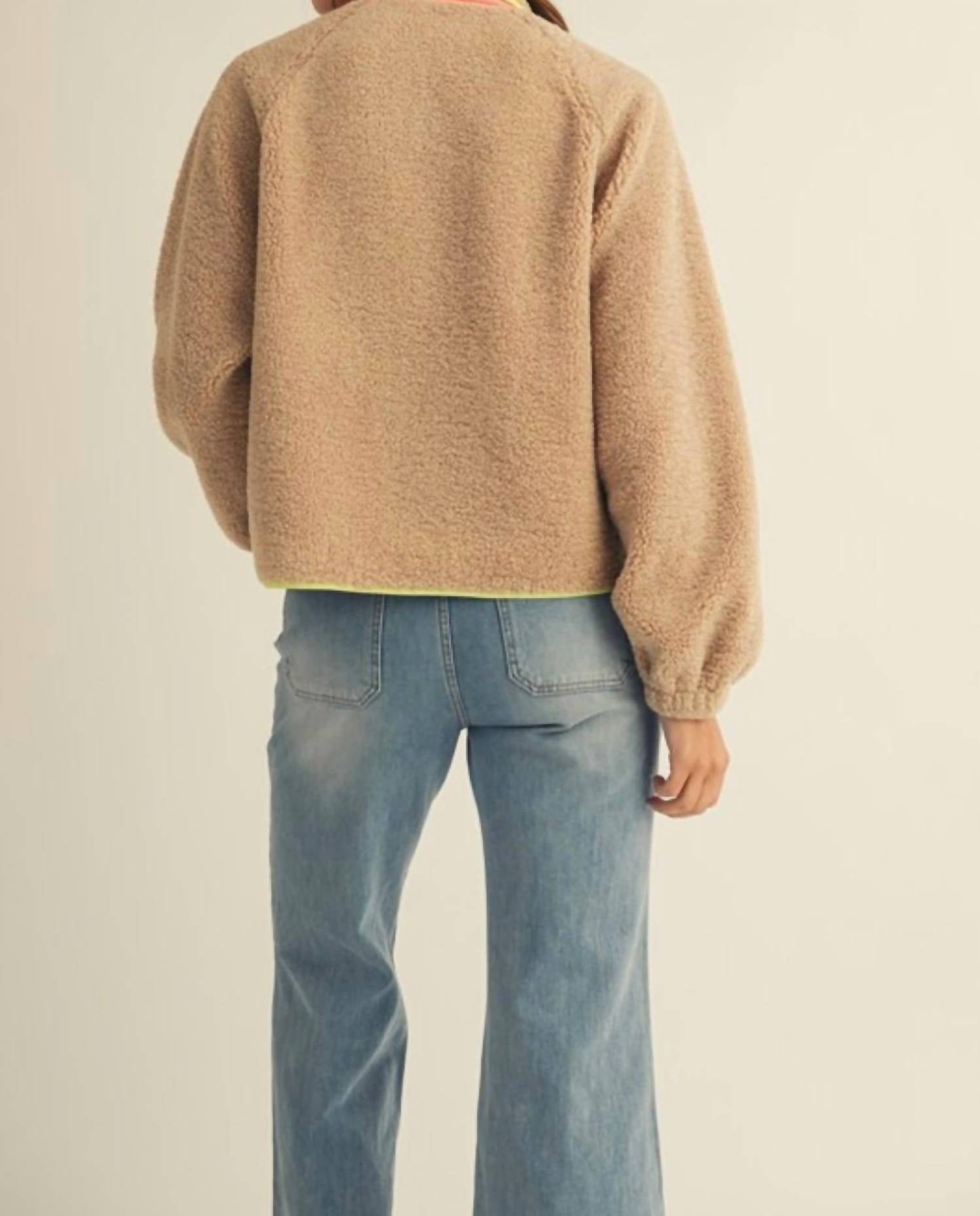 LovLov Daily Colorblock Button Pullover in desert sand - women's top - view 4
