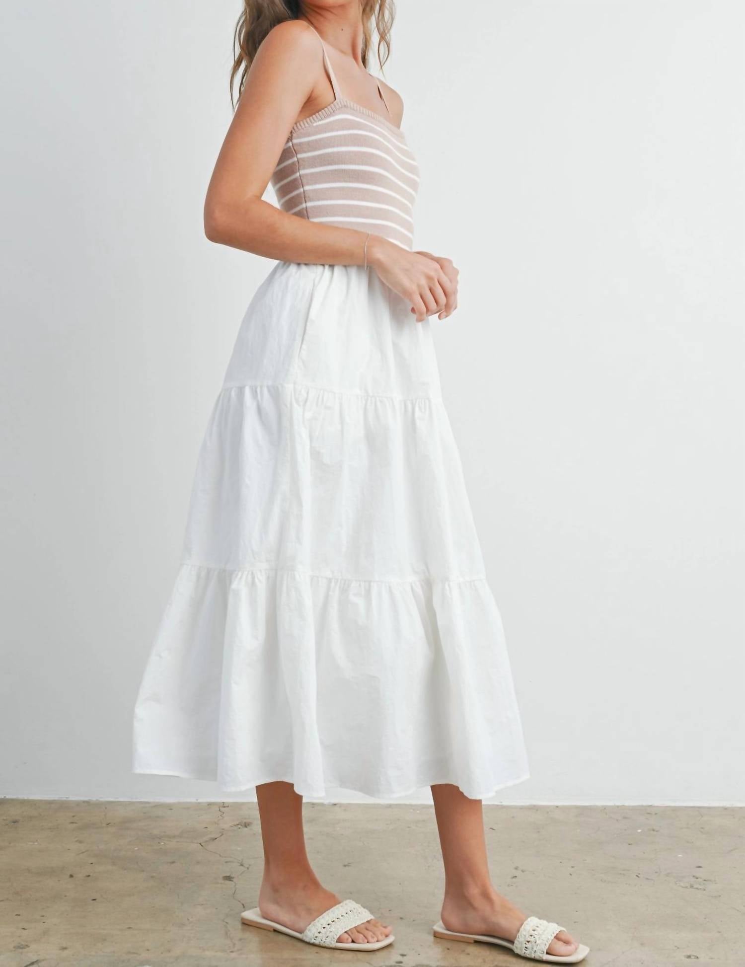 Buttermelon - Striped Sleeveless Tiered Maxi Dress