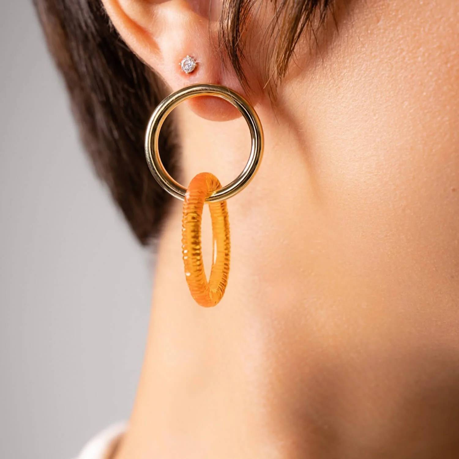 Gold & Honey - Women's Double Drop Lucite Earrings